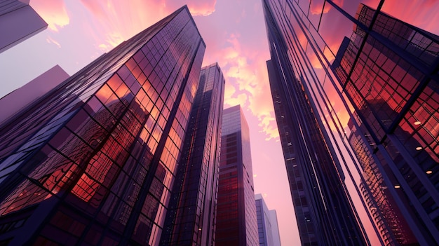 a building with a sunset behind it