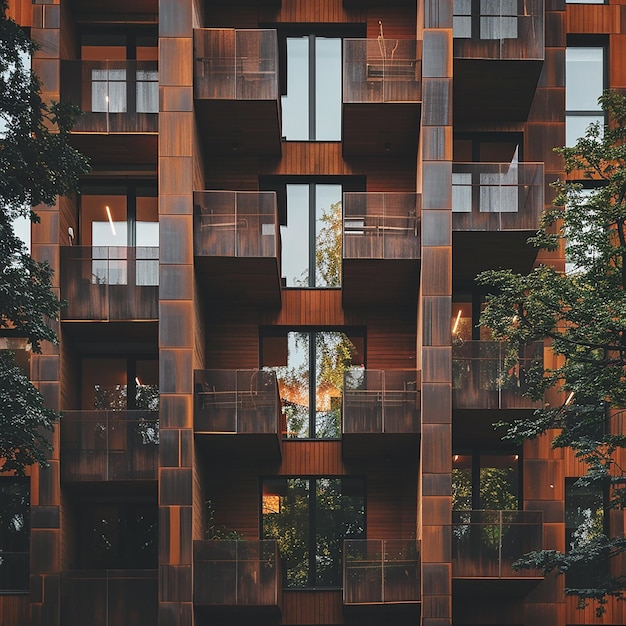 a building with a wooden facade that says  wood  on the side