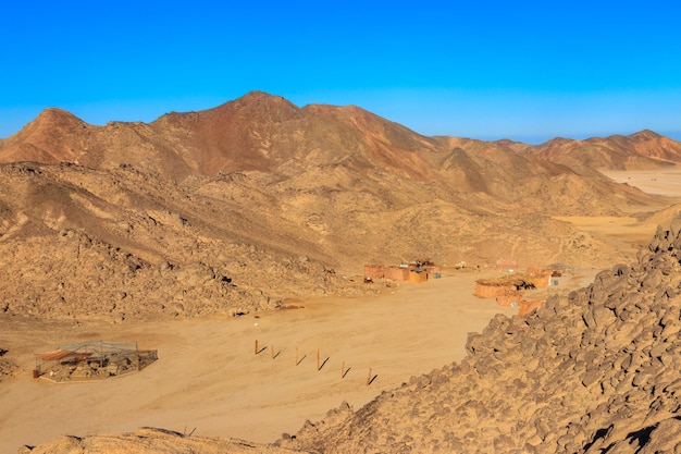 Buildings in bedouin village in Arabian desert Egypt View from above