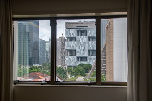 Buildings in the center of rio de janeiro seen from a terrace in rio de janeiro brazil.