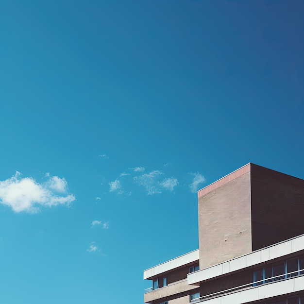 the buildings has a blue sky over them clean sky background minimalist imagery film