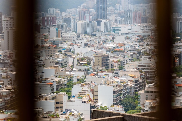 Buildings in the Ipanema neighborhood seen from Cantagalo Hill in Rio de Janeiro Brazil