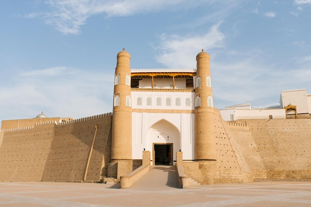 Bukhara Uzbekistan December 2021 The ancient fortress wall of the citadel