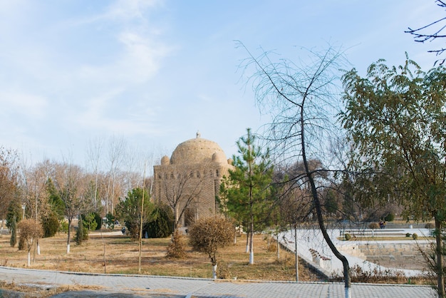 Bukhara Uzbekistan December 2021 Mausoleum of the Samanids on a sunny day in winter