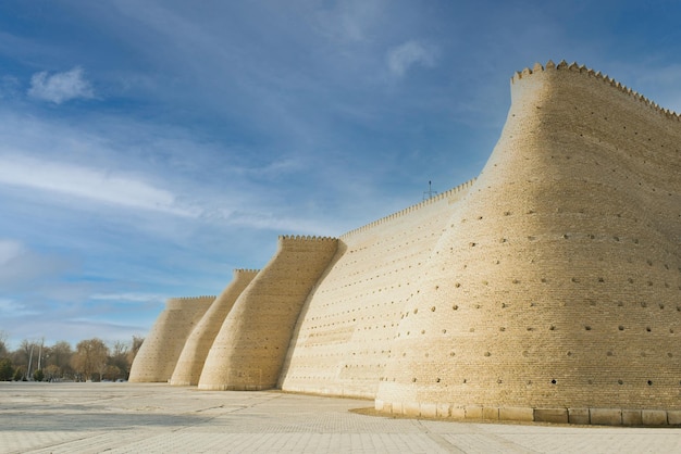 Bukhara Uzbekistan March 2022 The wall of the Bukhara Fortress Ark