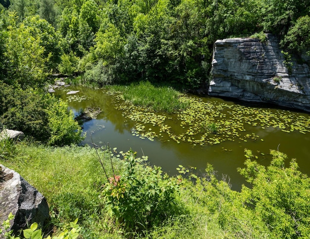 Buky Canyon summer landscape Hirskyi Tikych river Cherkasy Region Ukraine