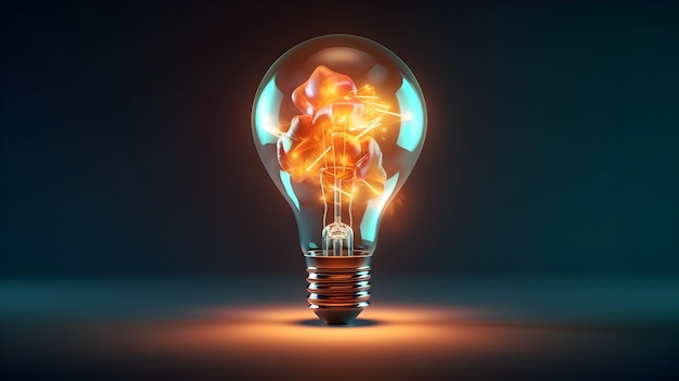 Bulb future technology with Brain innovation background creative idea concept Artificial Intelligence Conceptgenerative Ai