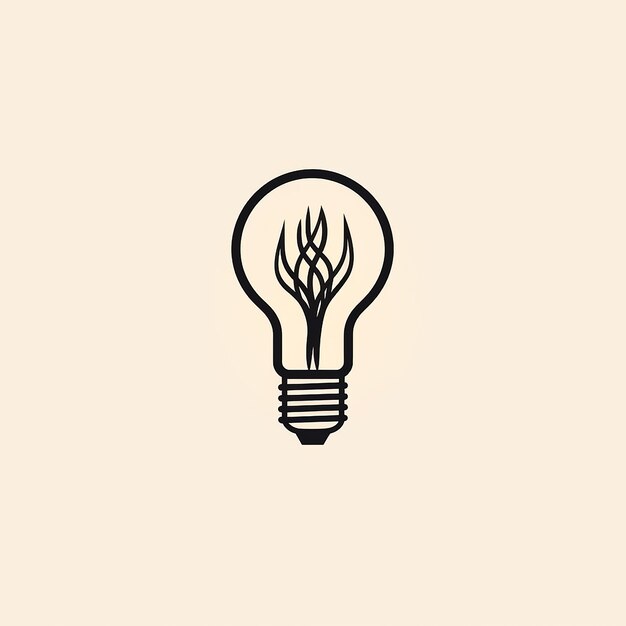 Photo bulb logo with hand combination in continuous line