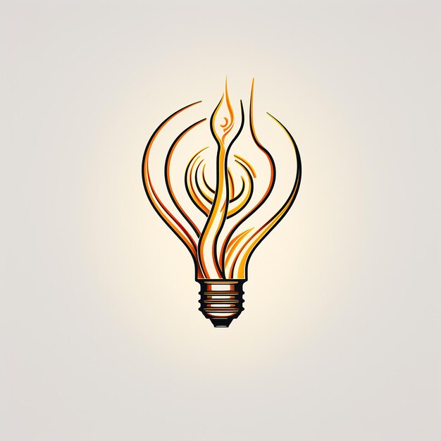 Photo bulb logo with hand combination in continuous line