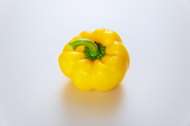 Bulgarian yellow bell pepper isolated on white. Produce product.