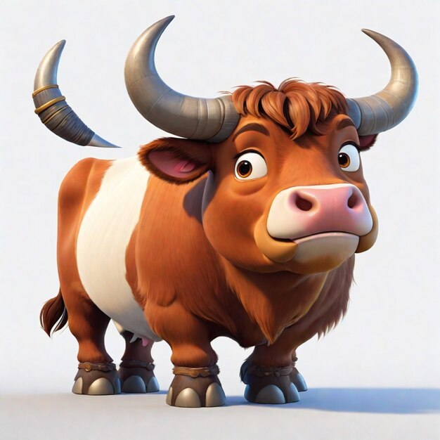 Photo a bull 3d character on a white background