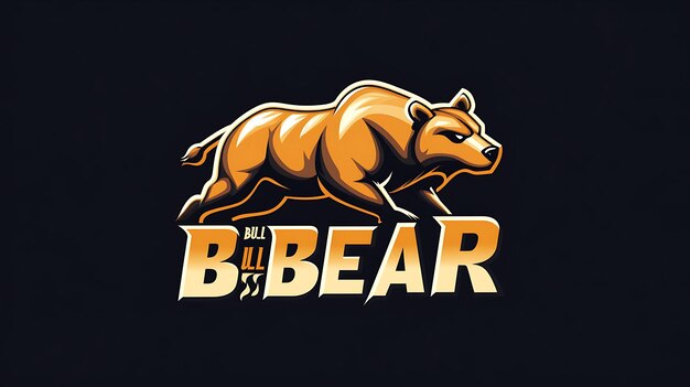 Photo bull and bear logo with flames and bold text