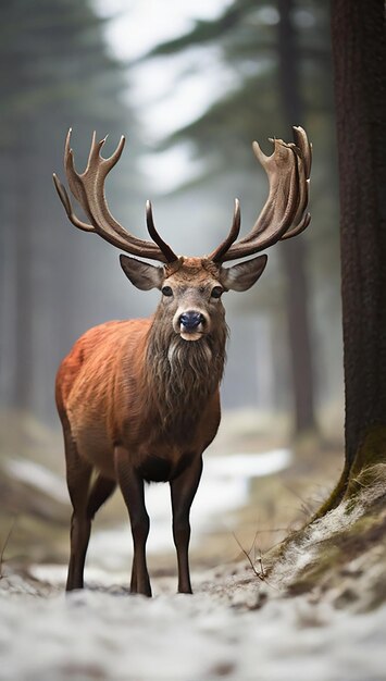 A bull elk stands in a field with a golden glow ai photo