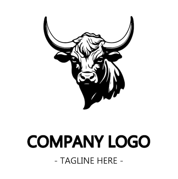 bull outline vector illustration design logo