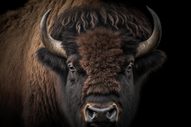 Bull portrait on dark background AI Generative