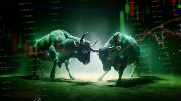 Bull running on fire Business bull market concept Ai generated