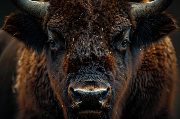 Photo a bull with a brown face and horns is shown in a close up image