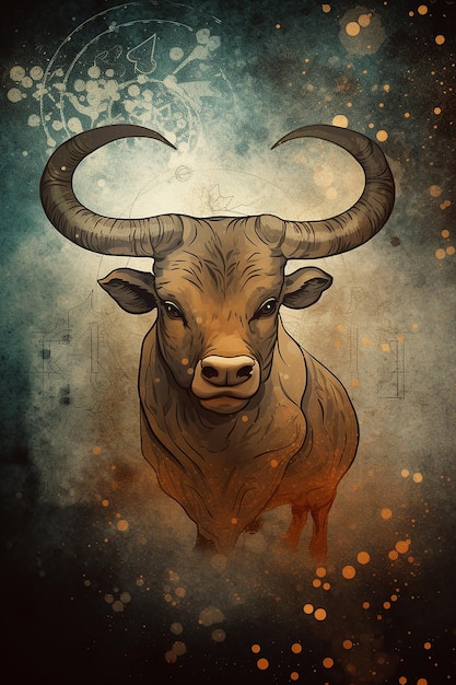 A bull with horns on it