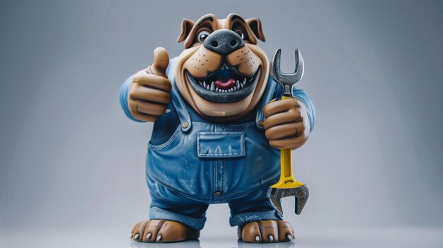 Photo a bulldog cartoon animal mascot plumber