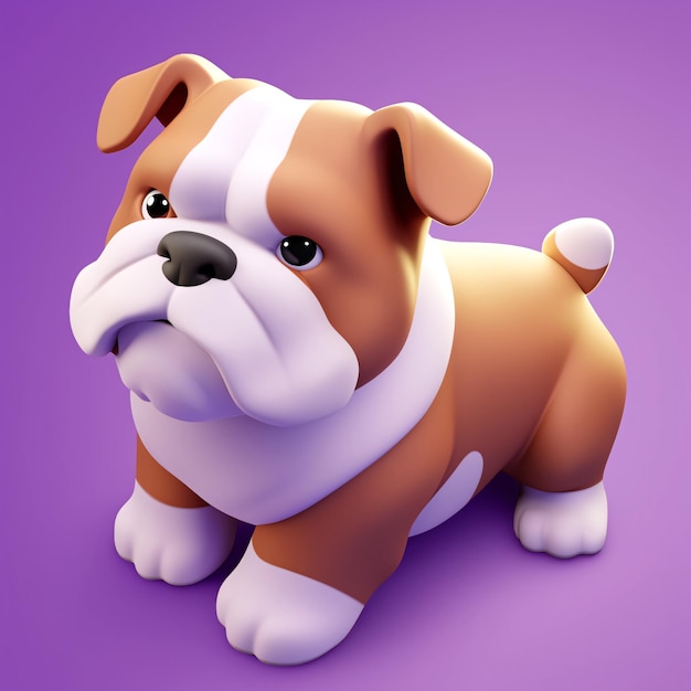 Bulldog dog 3d icon cartoon style