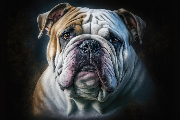 Bulldog pastel portrait Modern art