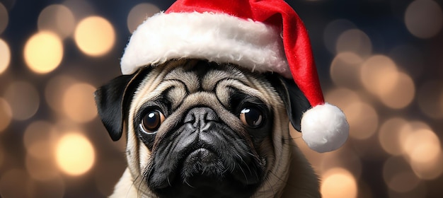 bulldog with santa claus cap AI generated image