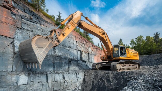 Photo a bulldozer is being used in a quarry