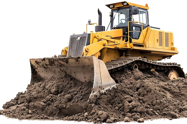 a bulldozer is in the dirt and is in the dirt