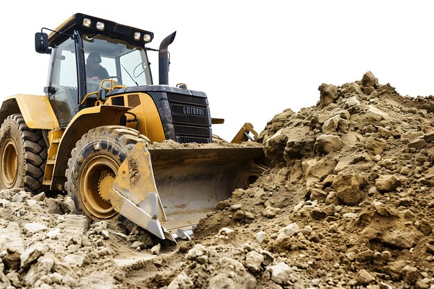 a bulldozer is laying in the dirt