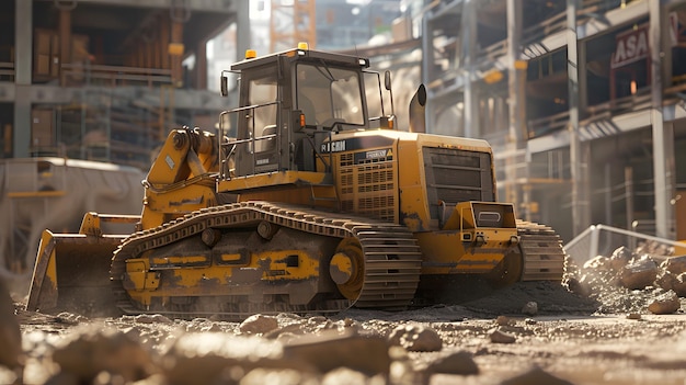 a bulldozer is shown in a construction site