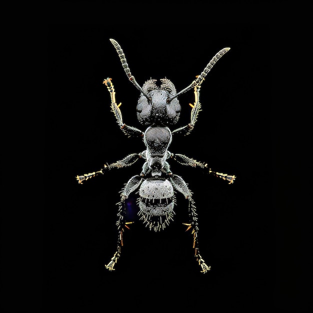 a Bullet Ant isolated on black Background top view