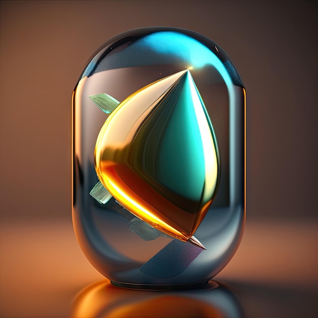 Bullet flies through glass 3d illustration