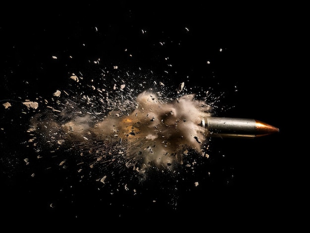 Photo a bullet is exploding out of a bullet casing