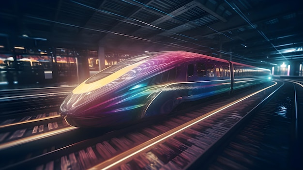 Bullet train arriving at station to allow passengers to board Modern High speed Shinkansen train