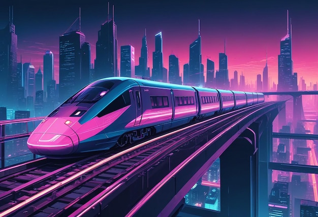 a bullet train is going through a city