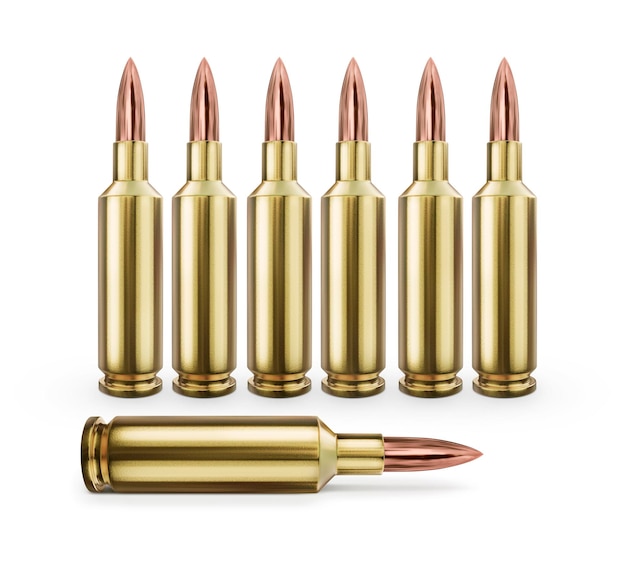 Bullet on white background 3D render