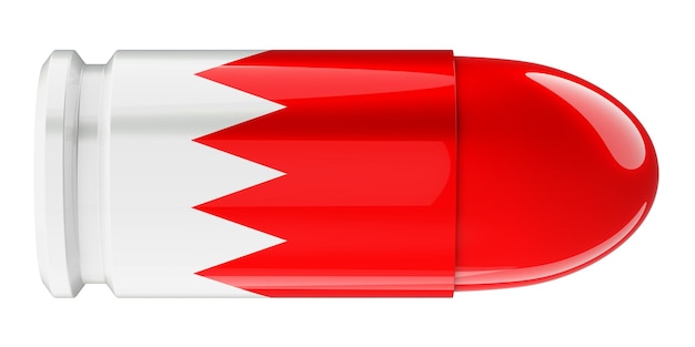 Bullet with Bahraini flag 3D rendering isolated on white background