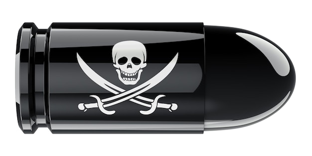 Bullet with piracy flag 3D rendering