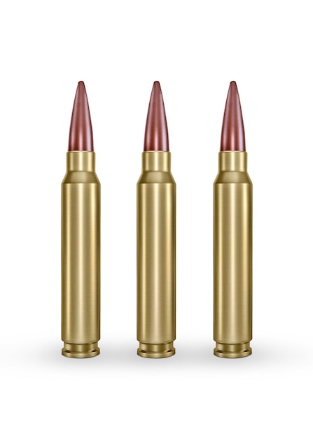 Bullets on a white background 3d render