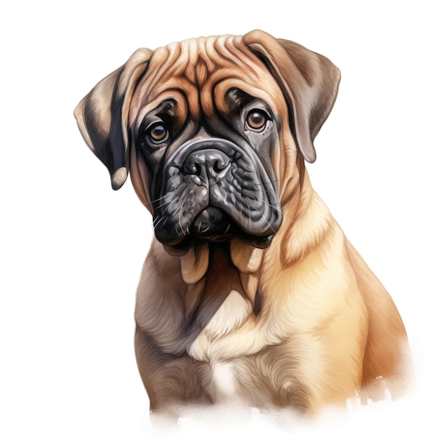 Bullmastiff dog Puppy dog Bullmastiff clipart Watercolor illustration Generative AI