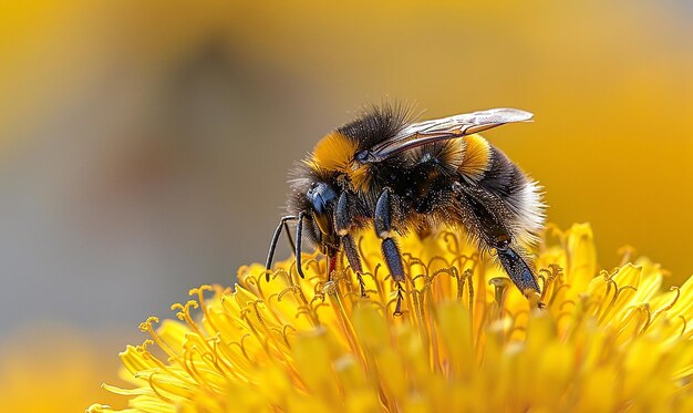 a bumblebee is on a yellow flower with the number 3 on it