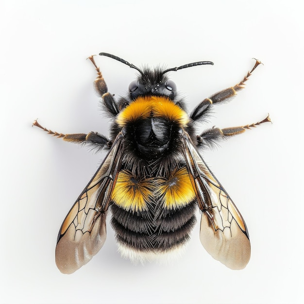 a Bumblebee on white Background top view