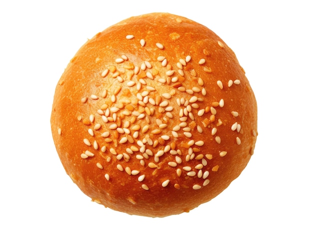 Bun with sesame isolated on white background top view Generative AI