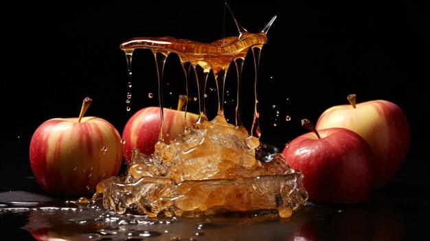 Photo a bunch of apples that are being sprayed with a knife