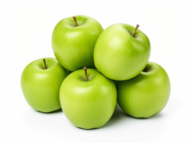 a bunch of apples on a white background