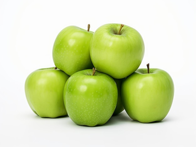 a bunch of apples on a white background