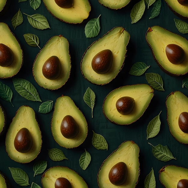 a bunch of avocados are displayed on a blue background