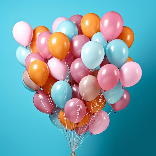 a bunch of balloons with a blue background with a blue background