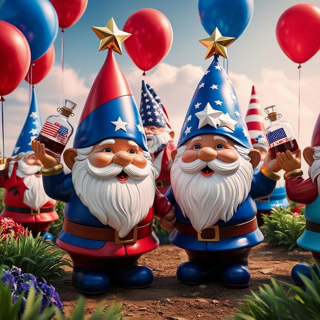 Photo a bunch of balloons with a flag and a santa claus on them