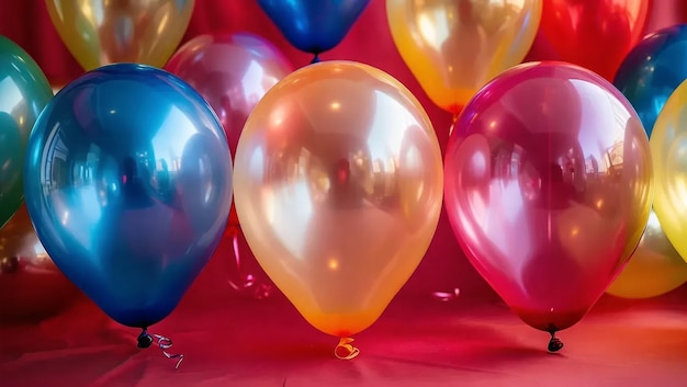 Photo a bunch of balloons with a red background with a red background